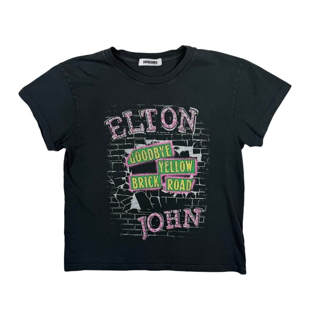 Daydreamer Elton John Goodbye Yellow Brick Road T Shirt Bling Gray Small